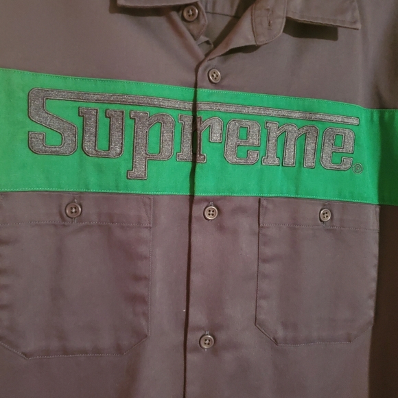 Supreme Racing Logo Work Shirt. Color Navy. Size Large. - Picture 3 of 5